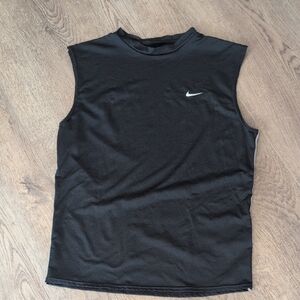 Nike Black Sleeveless Athletic Muscle Tank with White Swoosh
